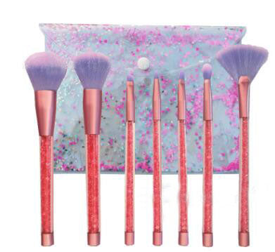 Maiden 7 makeup brushes, blue hair pink crystal shank make-up suit diamond series makeup brush Maiden 7 makeup brushes, blue hair pink crystal shank make-up suit diamond series makeup brush